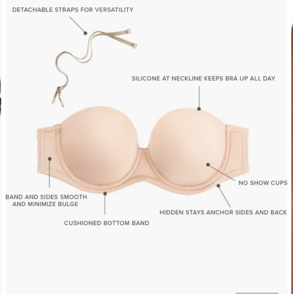 Red Carpet Black Strapless Bra Wacoal Sz 44DD - Picture 6 of 6